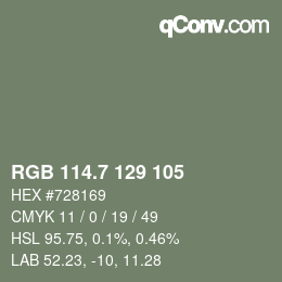 カラーコード: RGB 114.7 129 105 | qconv.com