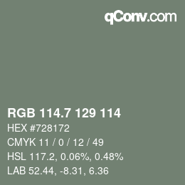 カラーコード: RGB 114.7 129 114 | qconv.com
