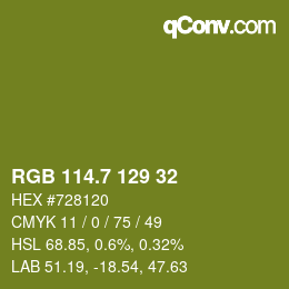 カラーコード: RGB 114.7 129 32 | qconv.com