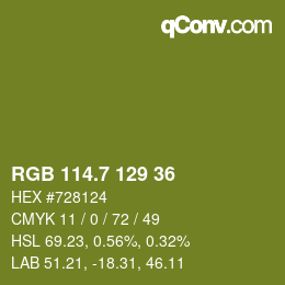 カラーコード: RGB 114.7 129 36 | qconv.com