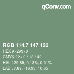 カラーコード: RGB 114.7 147 120 | qconv.com