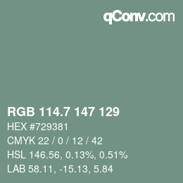 カラーコード: RGB 114.7 147 129 | qconv.com