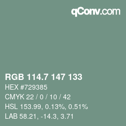 カラーコード: RGB 114.7 147 133 | qconv.com