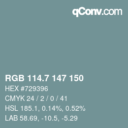 カラーコード: RGB 114.7 147 150 | qconv.com