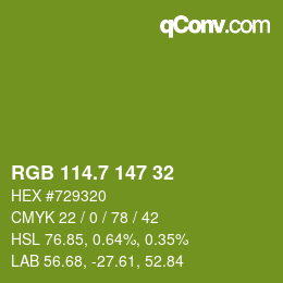 カラーコード: RGB 114.7 147 32 | qconv.com