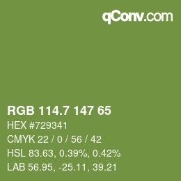 カラーコード: RGB 114.7 147 65 | qconv.com