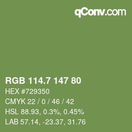 カラーコード: RGB 114.7 147 80 | qconv.com