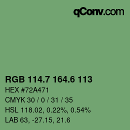 カラーコード: RGB 114.7 164.6 113 | qconv.com