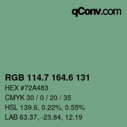 カラーコード: RGB 114.7 164.6 131 | qconv.com