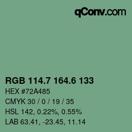カラーコード: RGB 114.7 164.6 133 | qconv.com