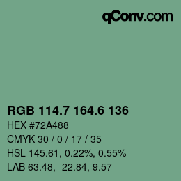 カラーコード: RGB 114.7 164.6 136 | qconv.com