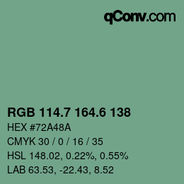カラーコード: RGB 114.7 164.6 138 | qconv.com