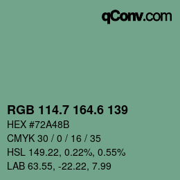 カラーコード: RGB 114.7 164.6 139 | qconv.com
