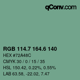 カラーコード: RGB 114.7 164.6 140 | qconv.com