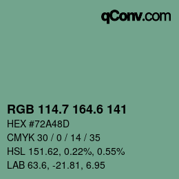 カラーコード: RGB 114.7 164.6 141 | qconv.com