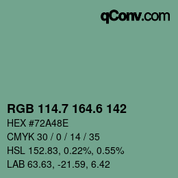 カラーコード: RGB 114.7 164.6 142 | qconv.com