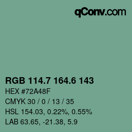 カラーコード: RGB 114.7 164.6 143 | qconv.com