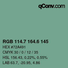 カラーコード: RGB 114.7 164.6 145 | qconv.com