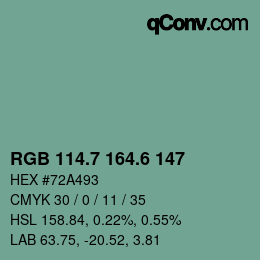 カラーコード: RGB 114.7 164.6 147 | qconv.com
