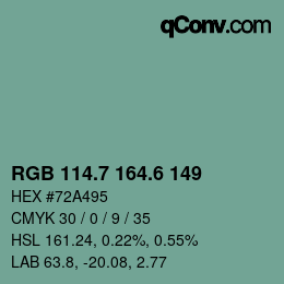 カラーコード: RGB 114.7 164.6 149 | qconv.com