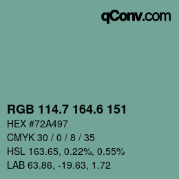 カラーコード: RGB 114.7 164.6 151 | qconv.com
