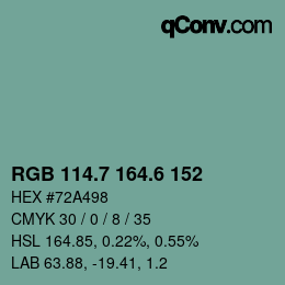 カラーコード: RGB 114.7 164.6 152 | qconv.com