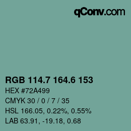 カラーコード: RGB 114.7 164.6 153 | qconv.com