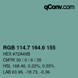 カラーコード: RGB 114.7 164.6 155 | qconv.com
