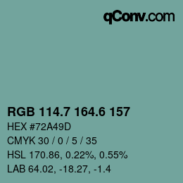 カラーコード: RGB 114.7 164.6 157 | qconv.com