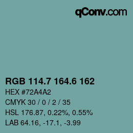 カラーコード: RGB 114.7 164.6 162 | qconv.com