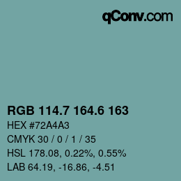 カラーコード: RGB 114.7 164.6 163 | qconv.com