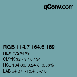 カラーコード: RGB 114.7 164.6 169 | qconv.com