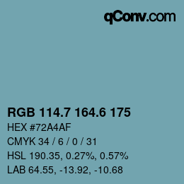 カラーコード: RGB 114.7 164.6 175 | qconv.com