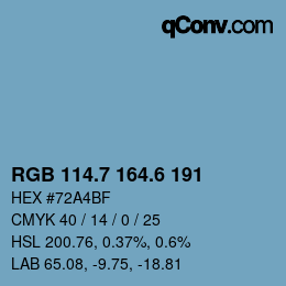 カラーコード: RGB 114.7 164.6 191 | qconv.com