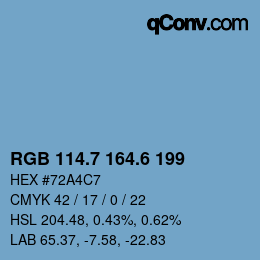 カラーコード: RGB 114.7 164.6 199 | qconv.com