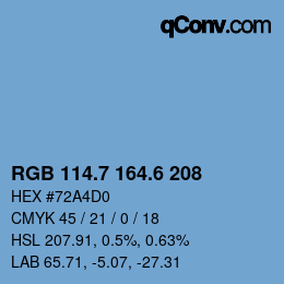 カラーコード: RGB 114.7 164.6 208 | qconv.com