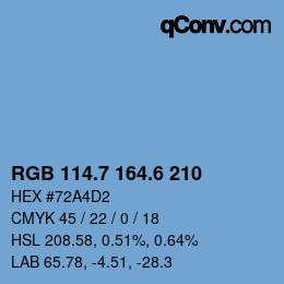 カラーコード: RGB 114.7 164.6 210 | qconv.com