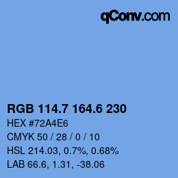 カラーコード: RGB 114.7 164.6 230 | qconv.com