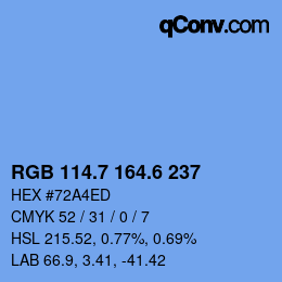 カラーコード: RGB 114.7 164.6 237 | qconv.com