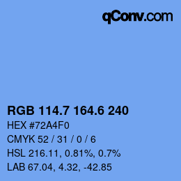 カラーコード: RGB 114.7 164.6 240 | qconv.com