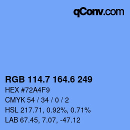 カラーコード: RGB 114.7 164.6 249 | qconv.com