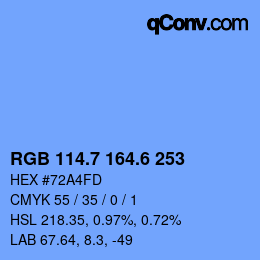 カラーコード: RGB 114.7 164.6 253 | qconv.com