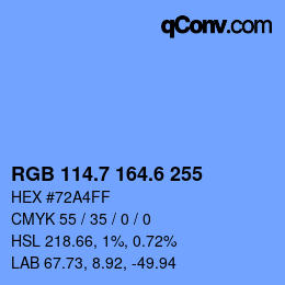 カラーコード: RGB 114.7 164.6 255 | qconv.com