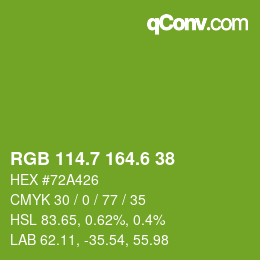 カラーコード: RGB 114.7 164.6 38 | qconv.com