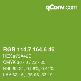 カラーコード: RGB 114.7 164.6 46 | qconv.com