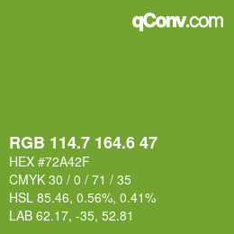 カラーコード: RGB 114.7 164.6 47 | qconv.com