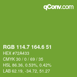 カラーコード: RGB 114.7 164.6 51 | qconv.com