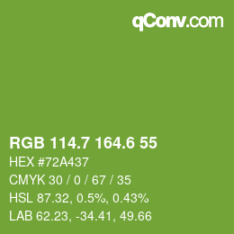 カラーコード: RGB 114.7 164.6 55 | qconv.com