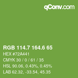 カラーコード: RGB 114.7 164.6 65 | qconv.com