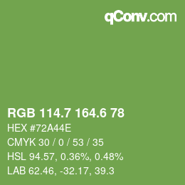 カラーコード: RGB 114.7 164.6 78 | qconv.com